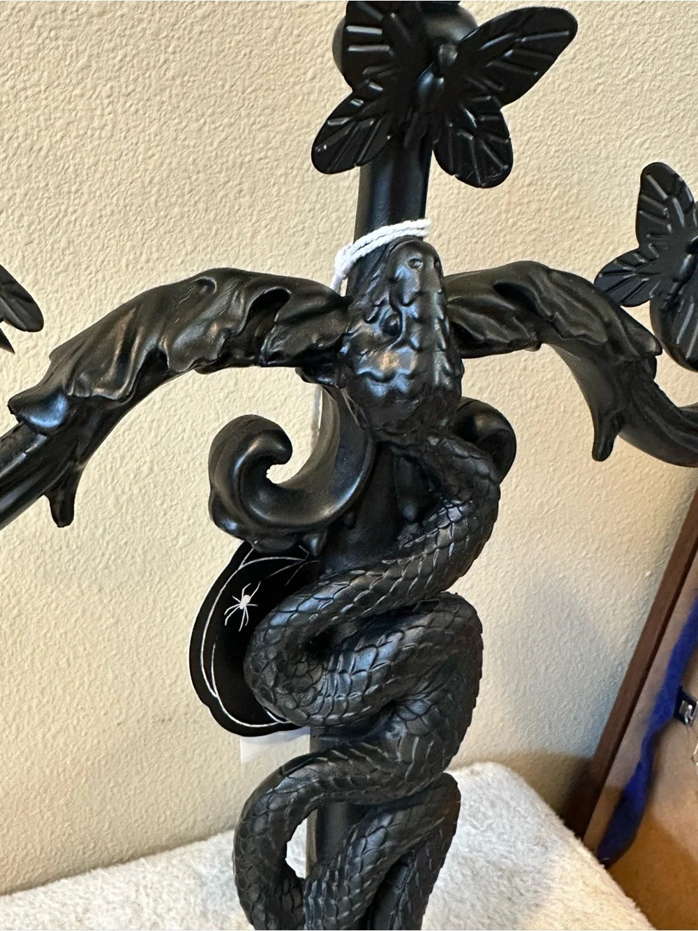 Set Of 2 Martha Stewart Halloween Candelabra Candle Holders Black Resin 16” NWT